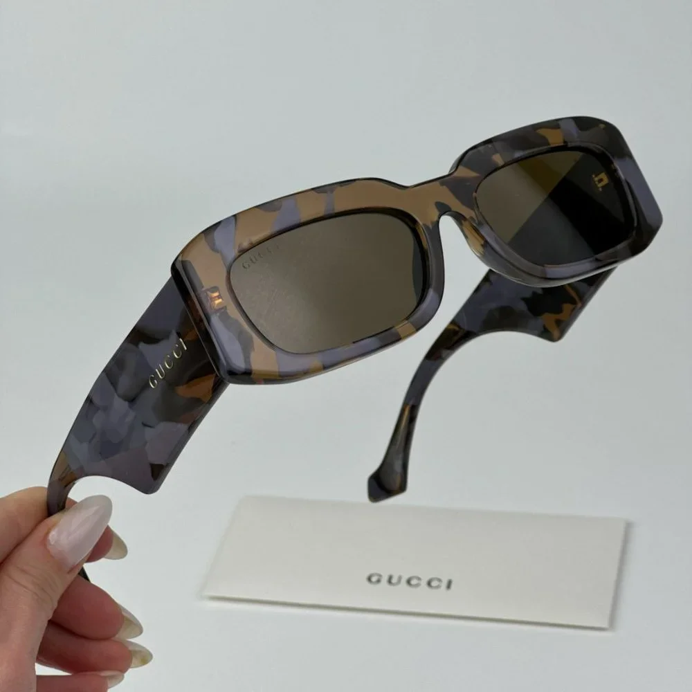 Gucci GG1426S 003 BRAND NEW Sunglasses Lilac Havana Brown Unisex Rectangle